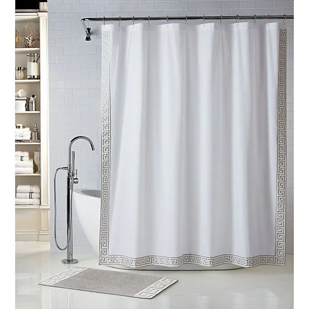 NWT Wamsutta Sheffield 72-Inch x 72-Inch Greek Keyhole Shower Curtain in White